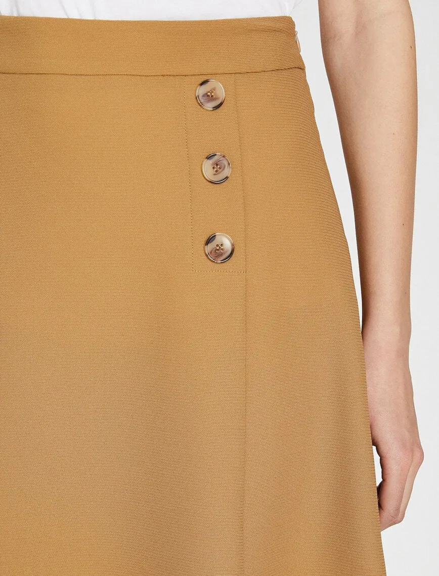 11866 Camel Button Detailed Midi Skirt