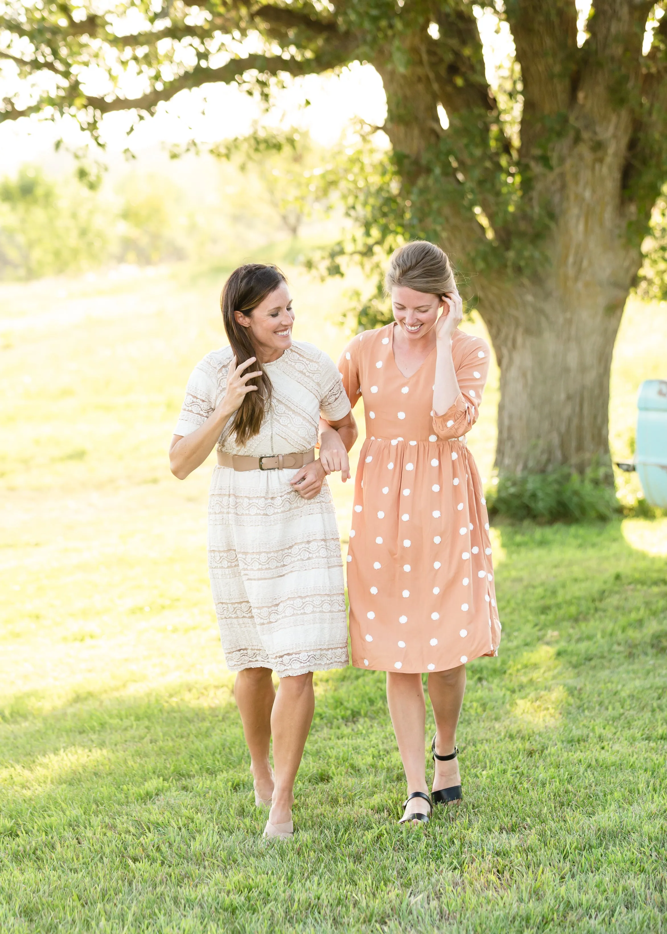 Apricot Swiss Dot Midi Dress - FINAL SALE