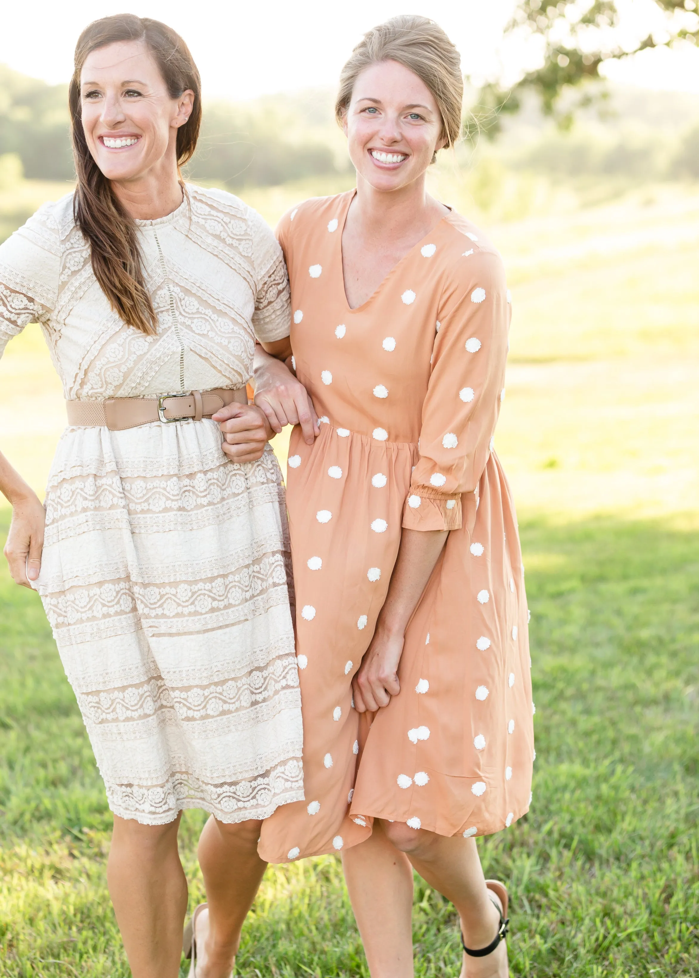 Apricot Swiss Dot Midi Dress - FINAL SALE