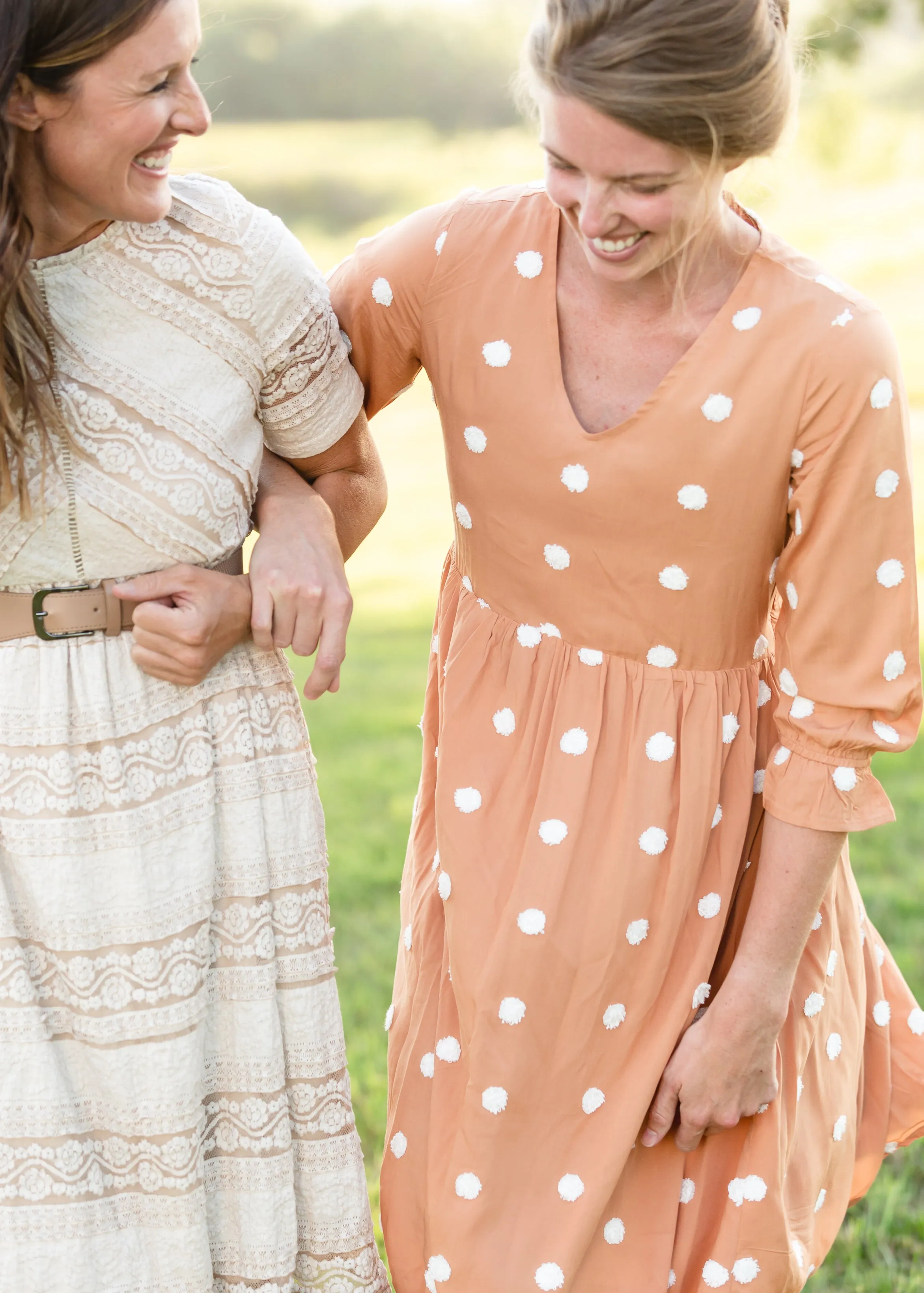 Apricot Swiss Dot Midi Dress - FINAL SALE