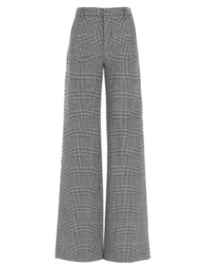 Area Crystal-Embellished Plaid Flared Pants