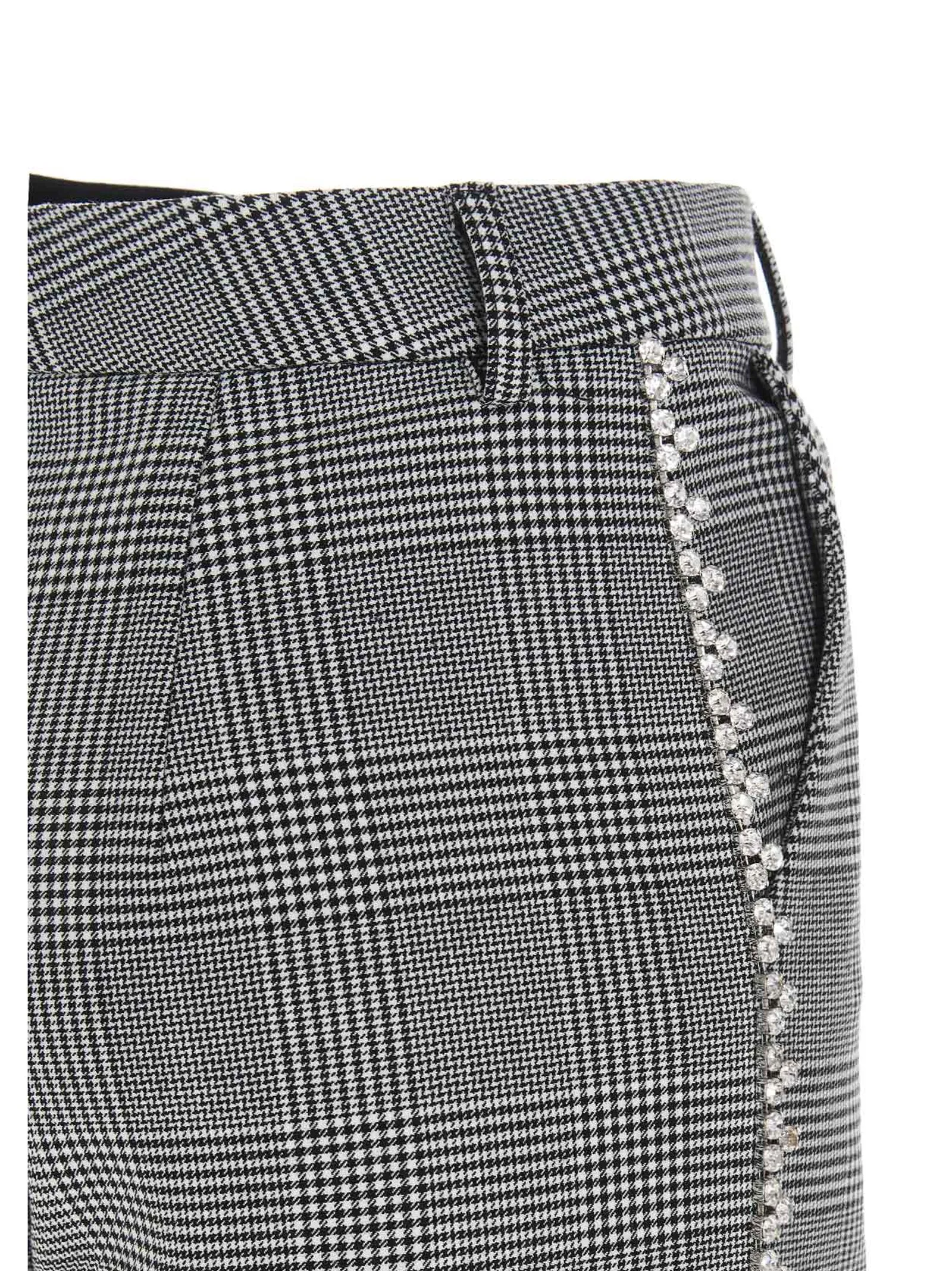 Area Crystal-Embellished Plaid Flared Pants