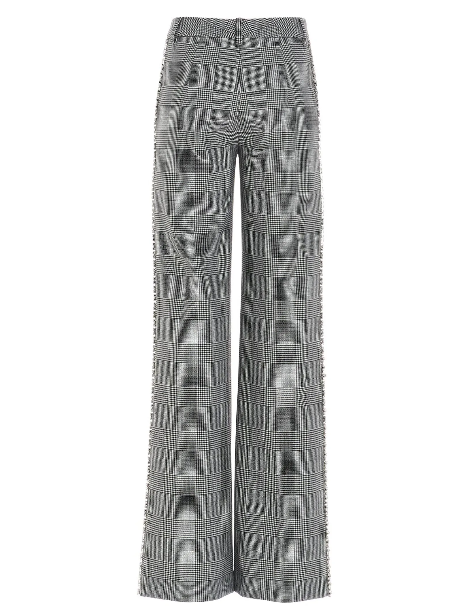 Area Crystal-Embellished Plaid Flared Pants