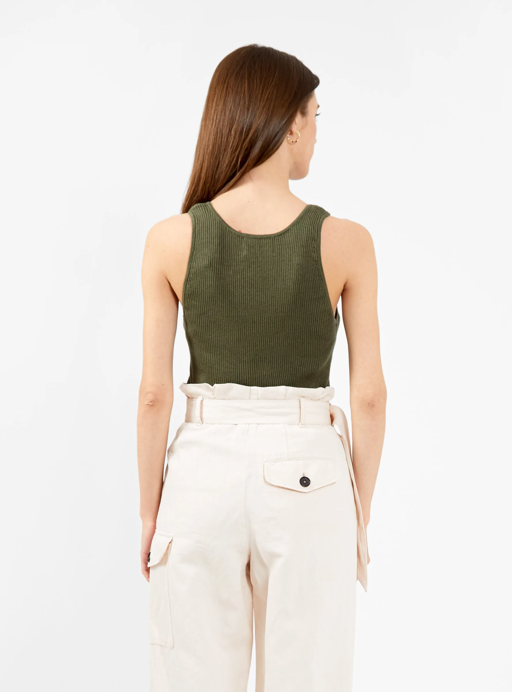 Athletic Rib Knit Tank Top Caspar Green