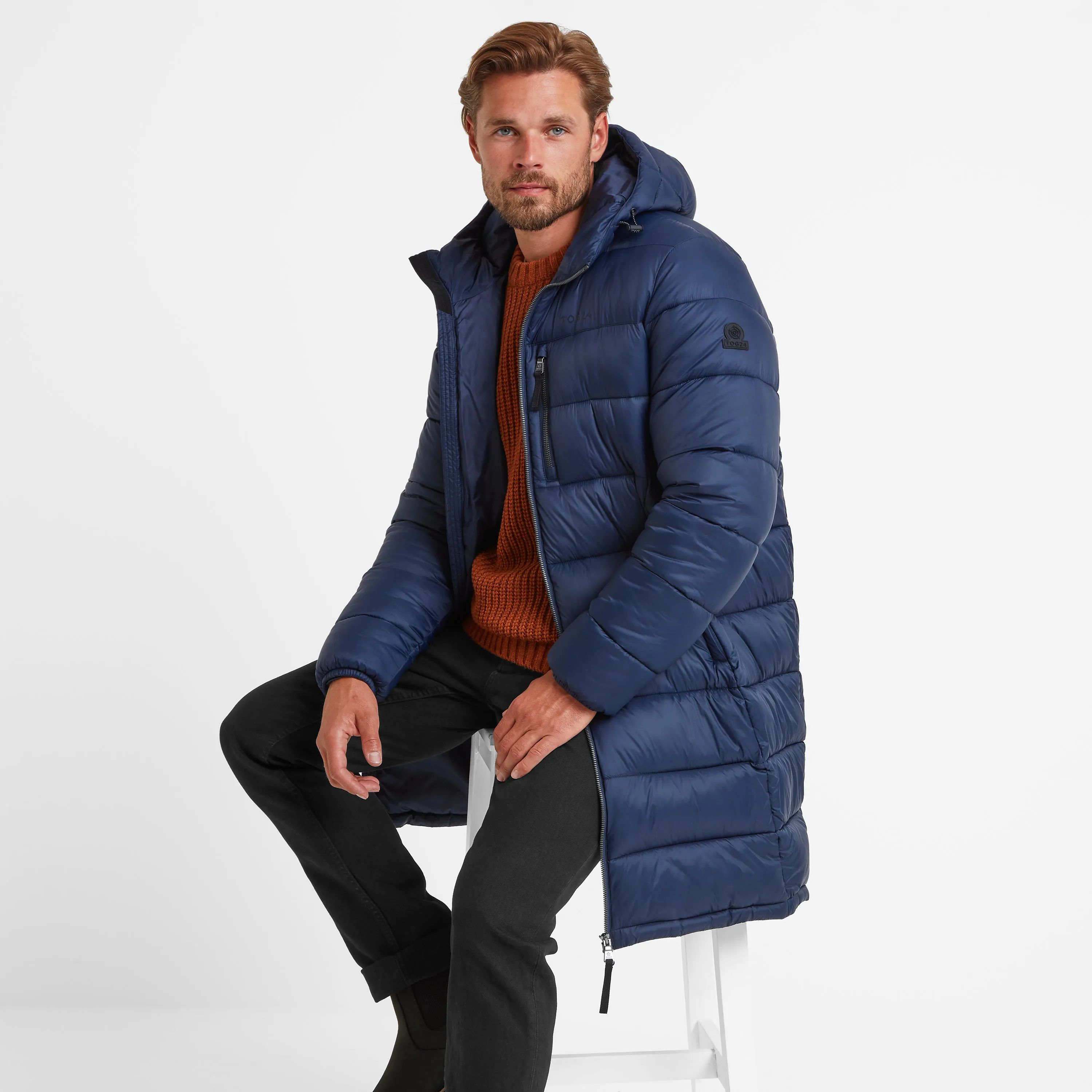 Barnby Mens Long Padded Jacket - Dark Indigo