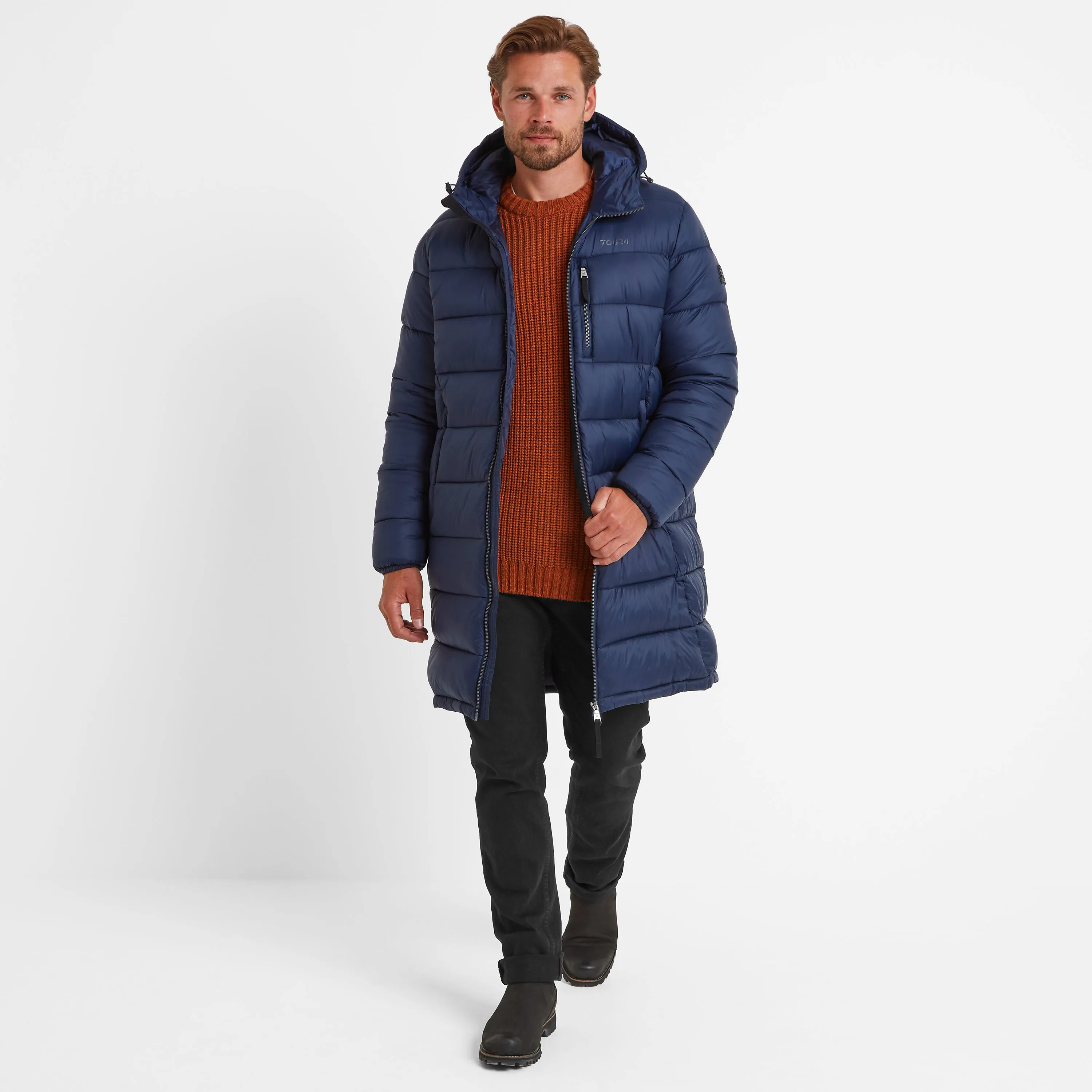 Barnby Mens Long Padded Jacket - Dark Indigo