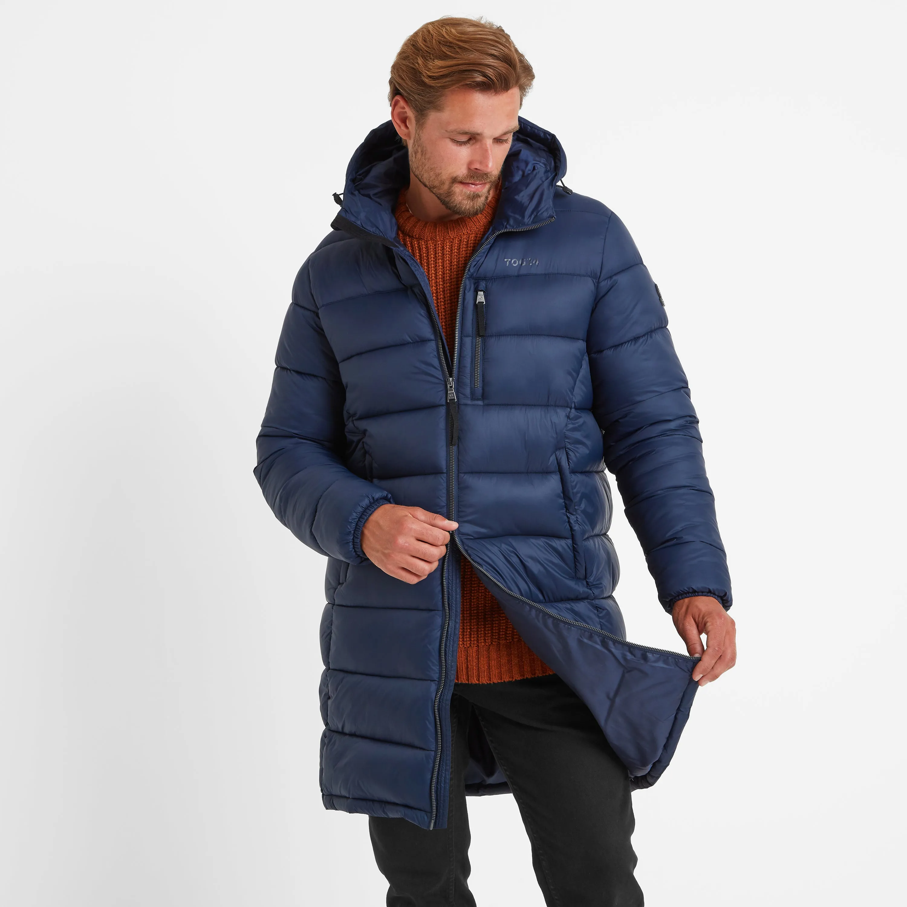 Barnby Mens Long Padded Jacket - Dark Indigo