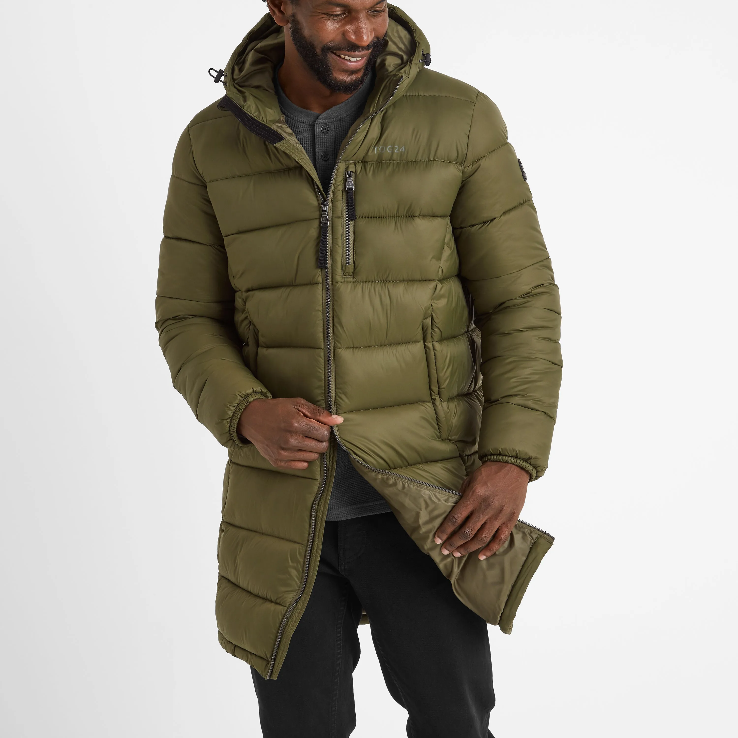 Barnby Mens Long Padded Jacket - Khaki