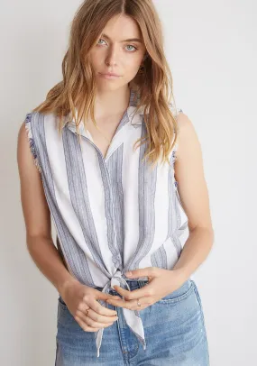 Bella Dahl - Frayed Tie Up Button Down Santorini