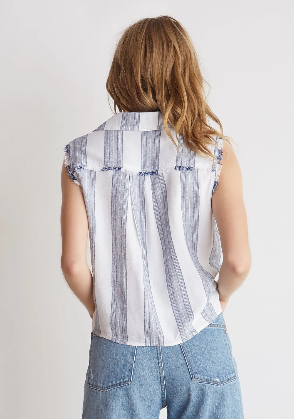 Bella Dahl - Frayed Tie Up Button Down Santorini