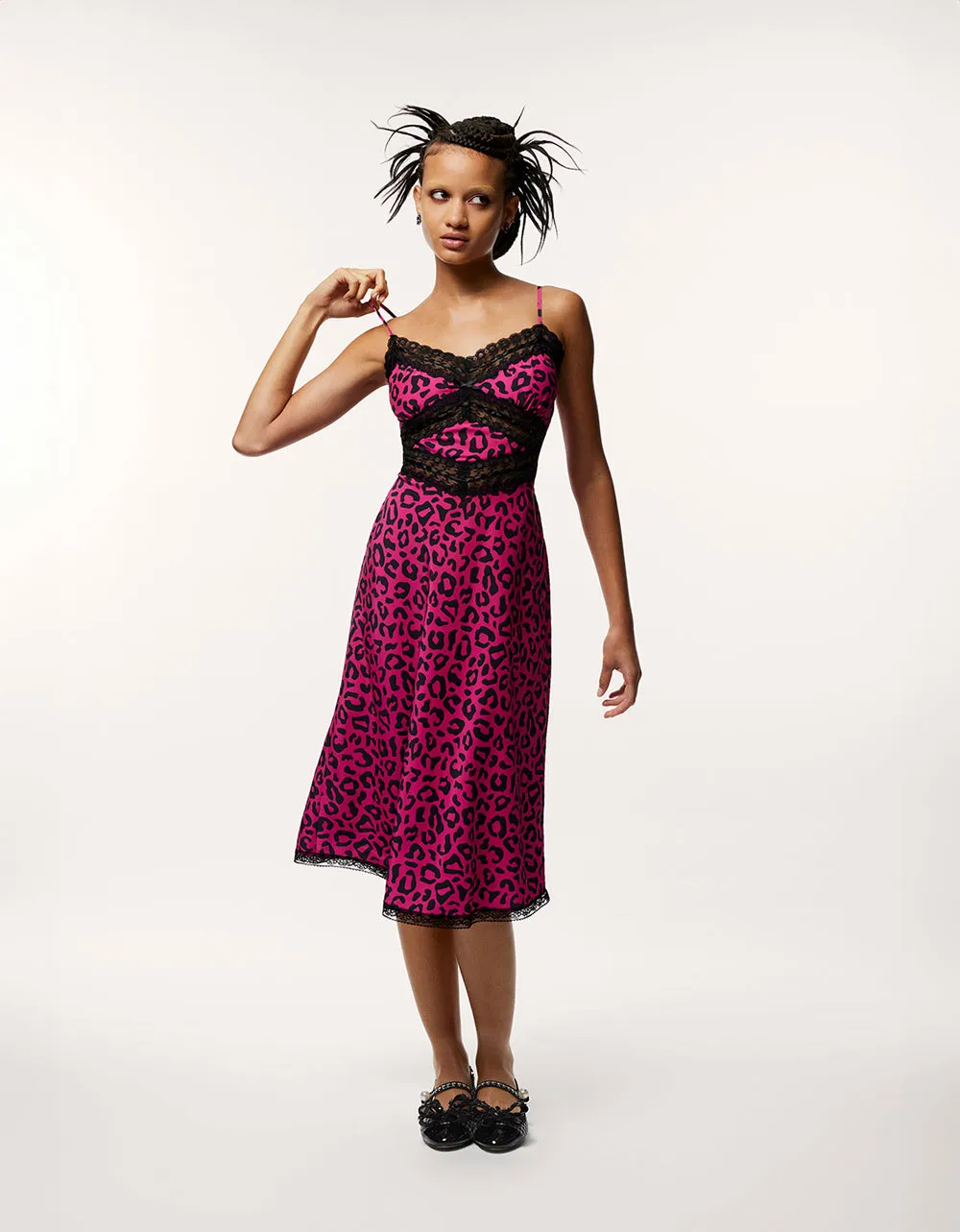 BETSEYS SLEEVELESS RIBBON DRESS HOT PINK