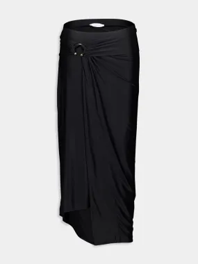 Black Draped Midi Skirt