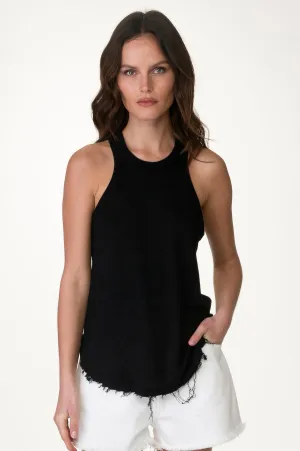 Black Linen Halter Tank