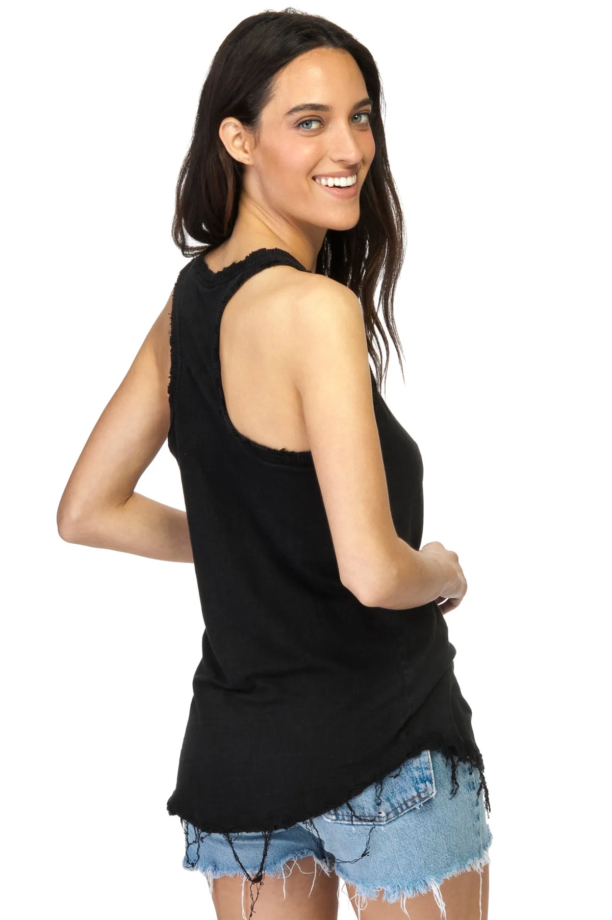 Black Linen racer tank