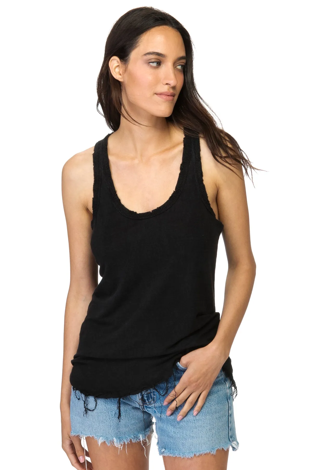 Black Linen racer tank