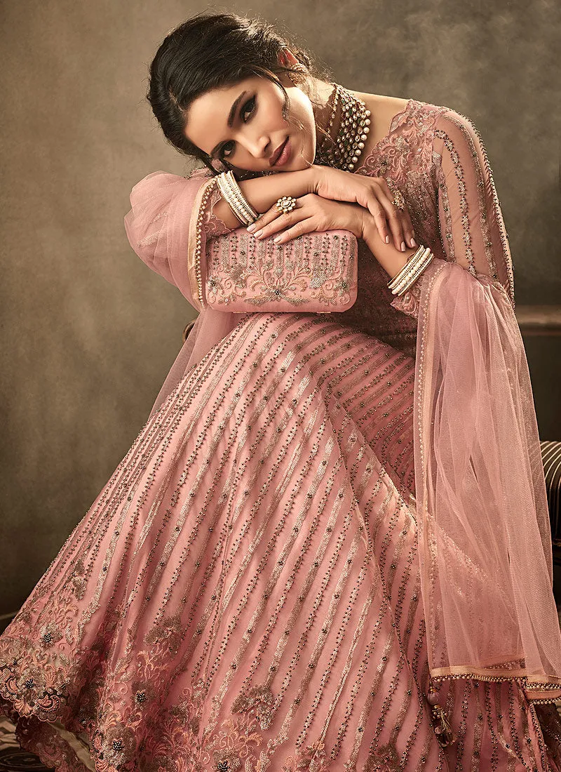 Blush Pink Embroidered Anarkali Gown