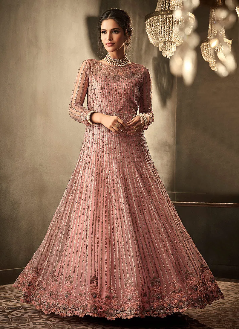 Blush Pink Embroidered Anarkali Gown