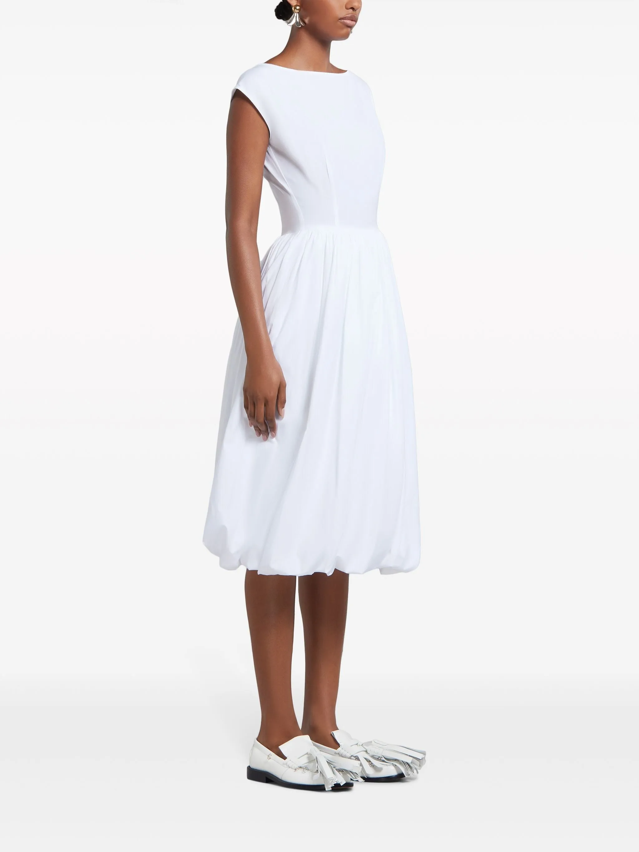 BOAT-NECK COTTON MIDI DRESS