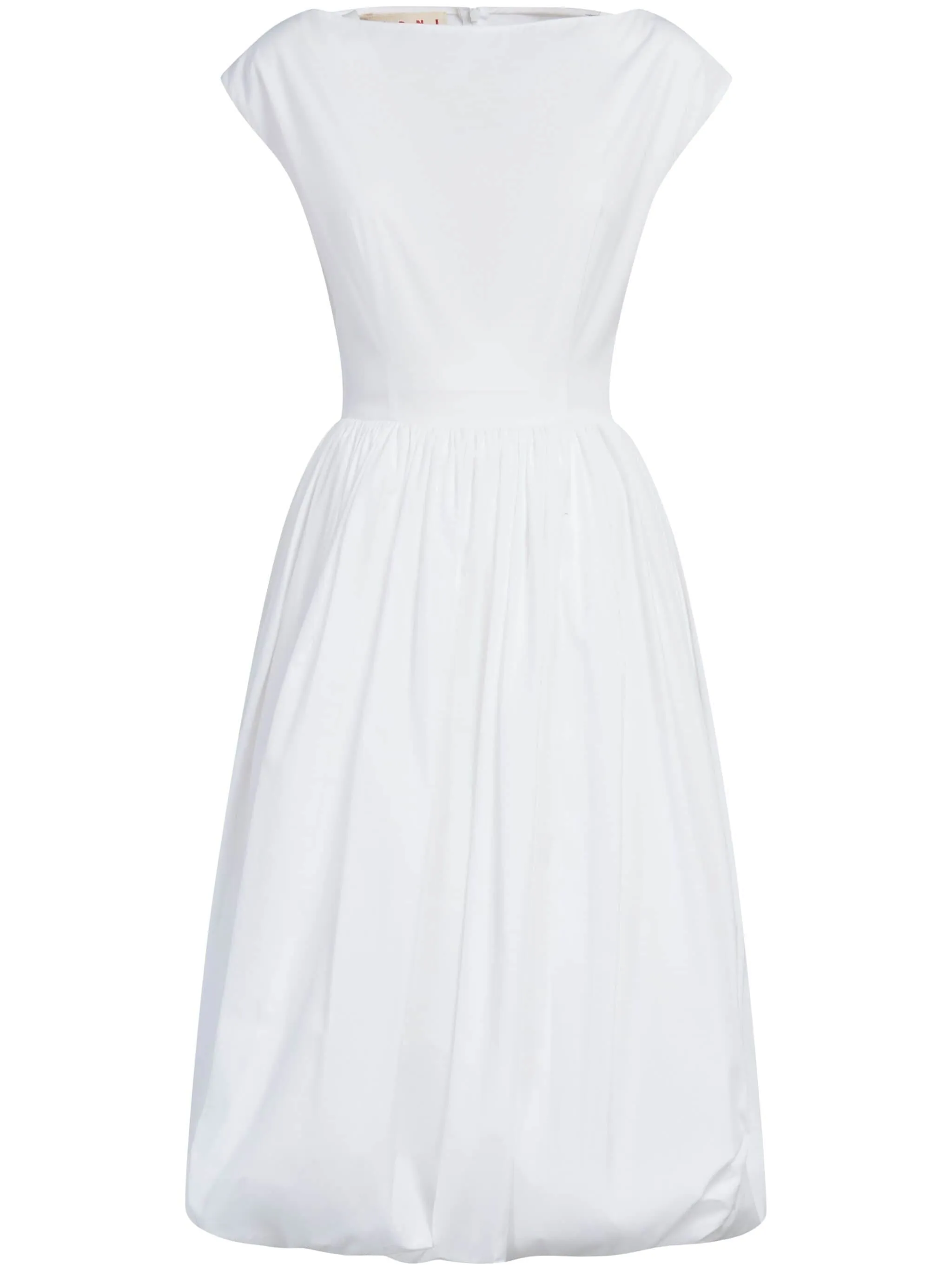 BOAT-NECK COTTON MIDI DRESS