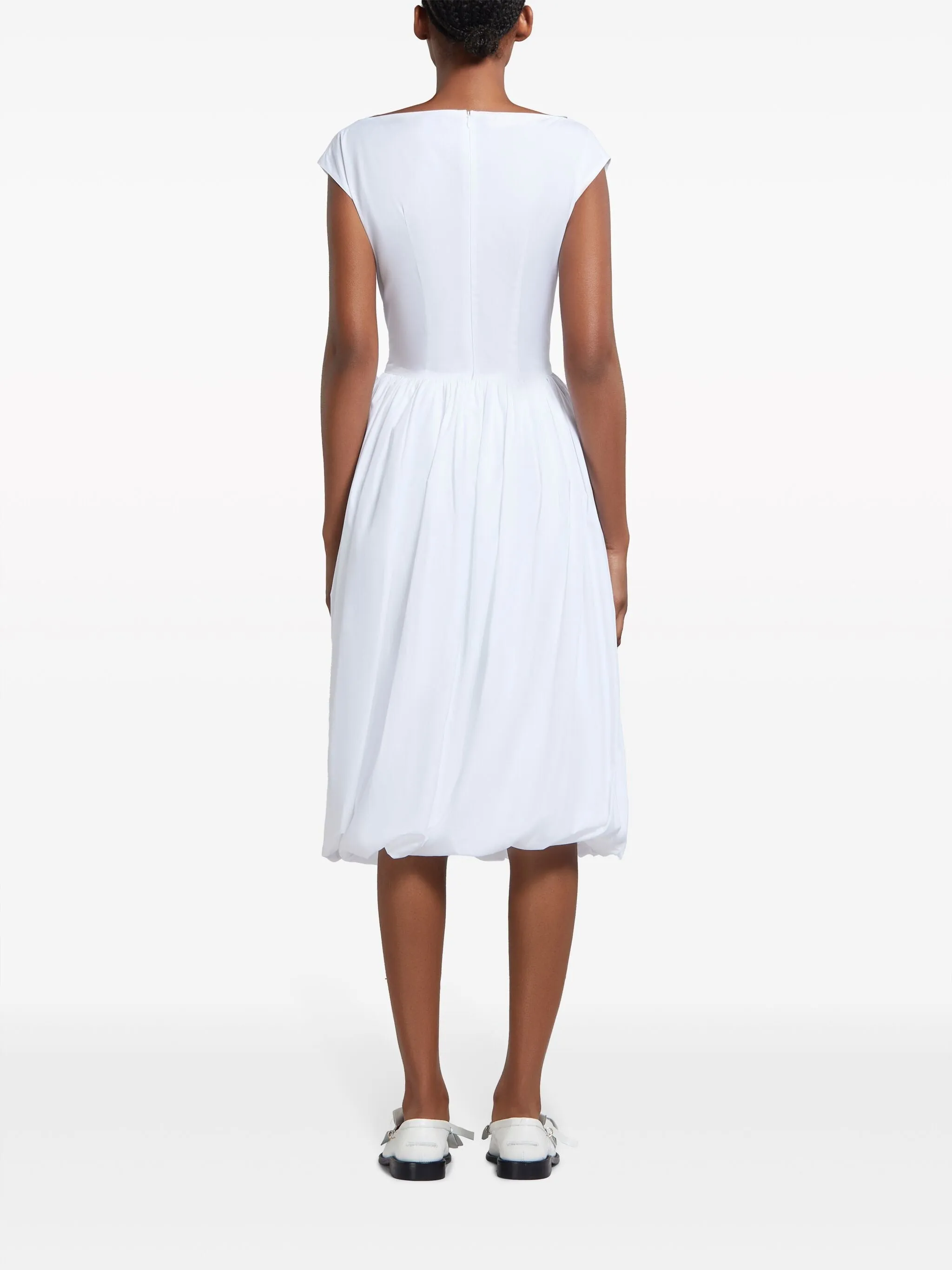 BOAT-NECK COTTON MIDI DRESS