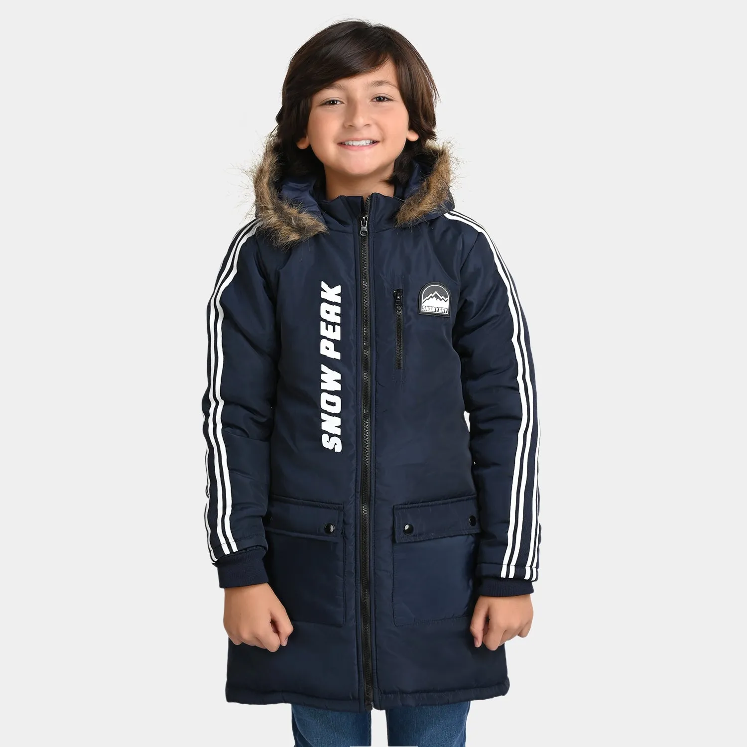 Boys Taffeta Quilted Jacket Snow Peak-NAVY