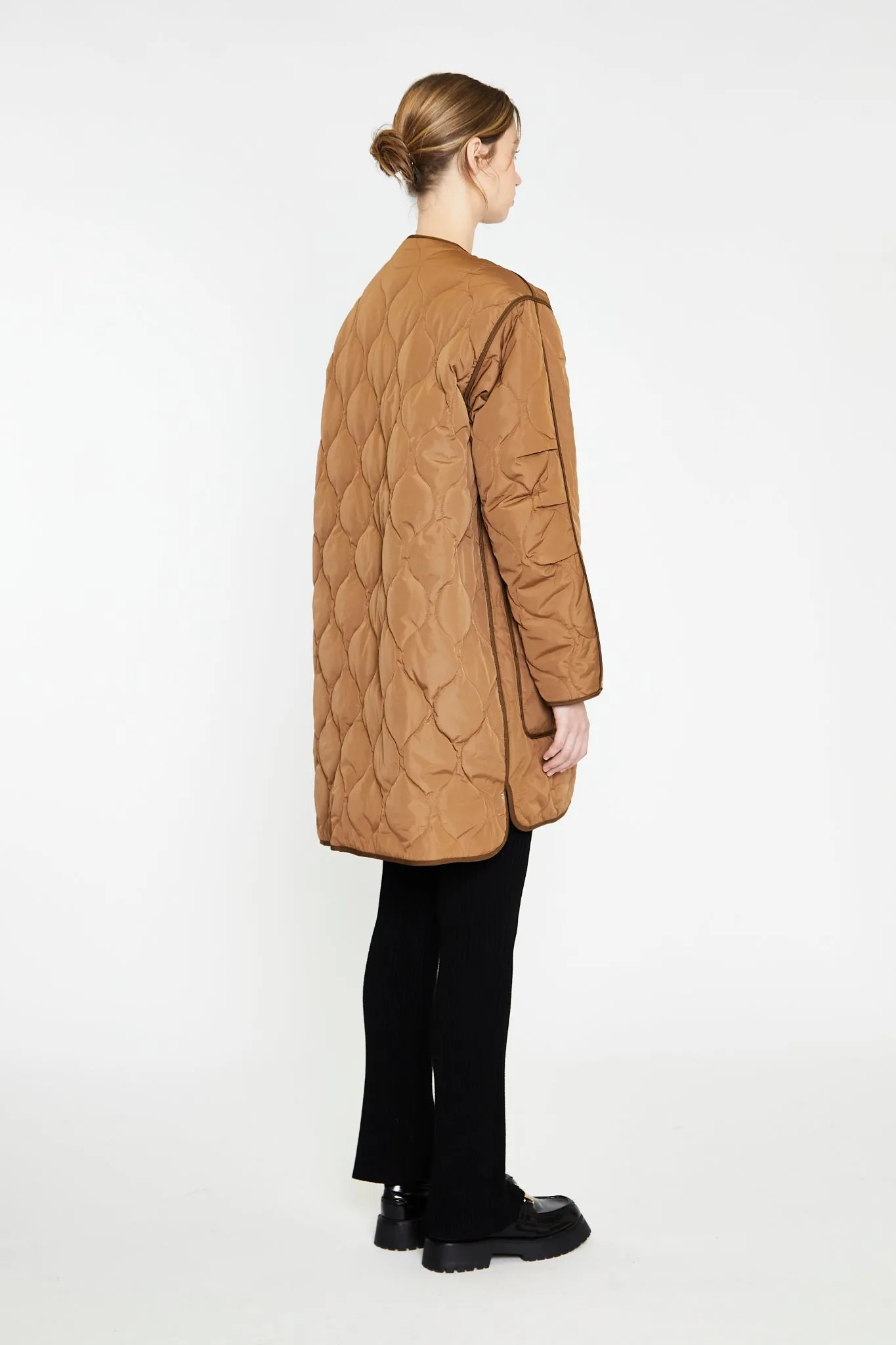 Brown Dark-Brown Quilted Coat