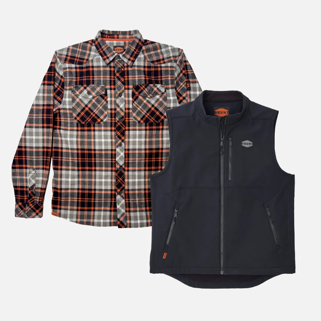 BRUNT Flannel Shirt   Wright Tech Vest Bundle