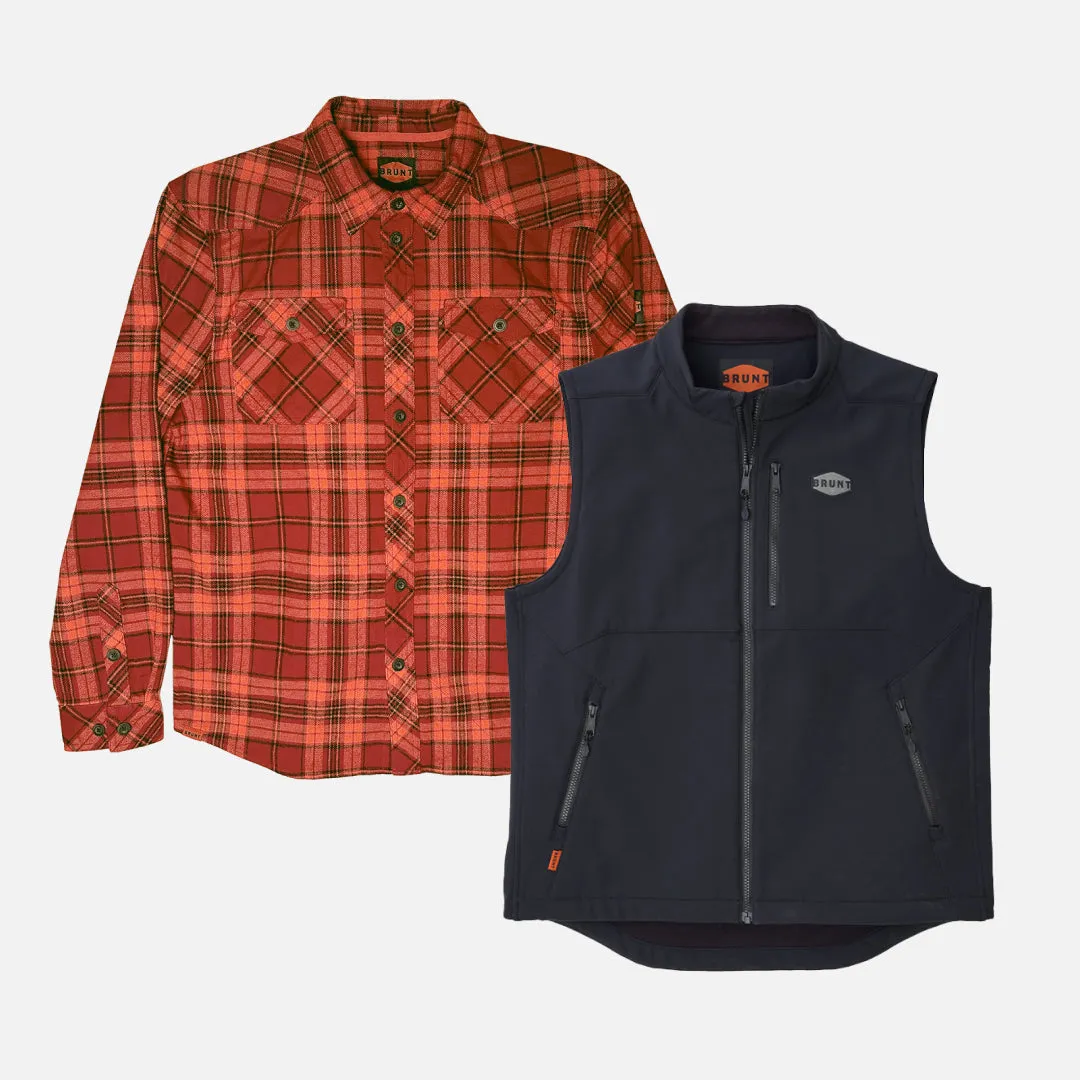 BRUNT Flannel Shirt   Wright Tech Vest Bundle