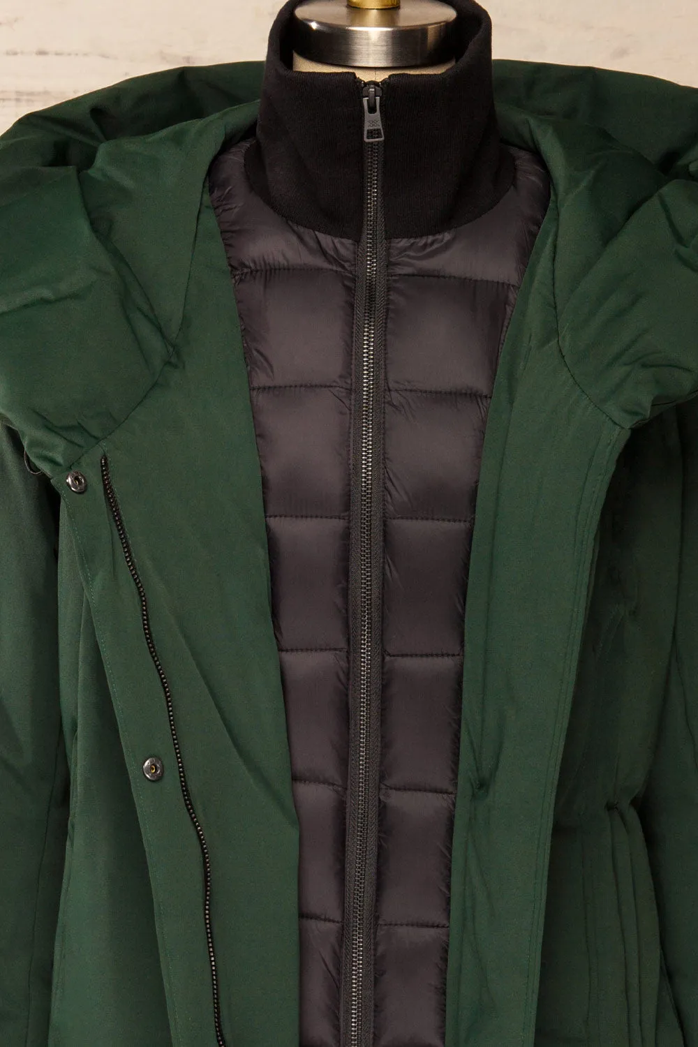 Camelia Green | Quilted Parka w/ Hood