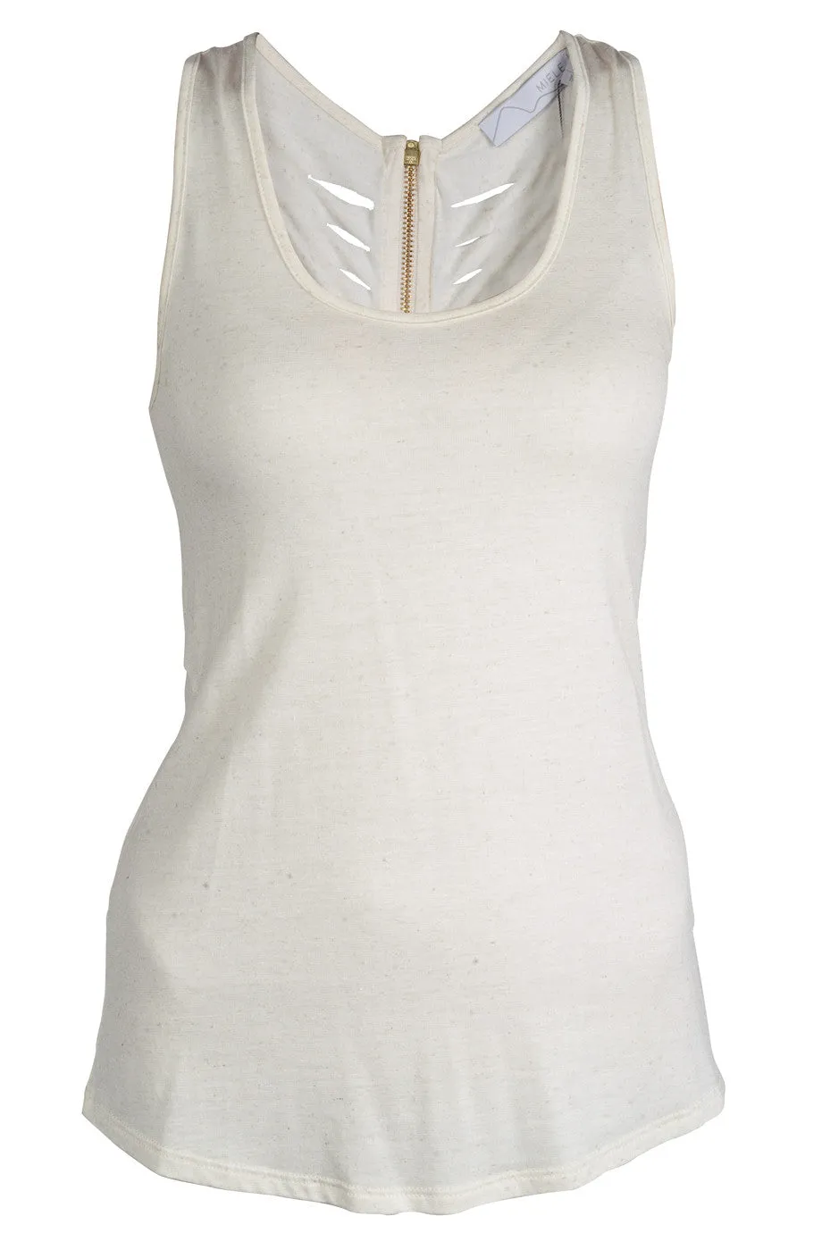 CARLOS MIELE SHREDDED Off White Tank Top