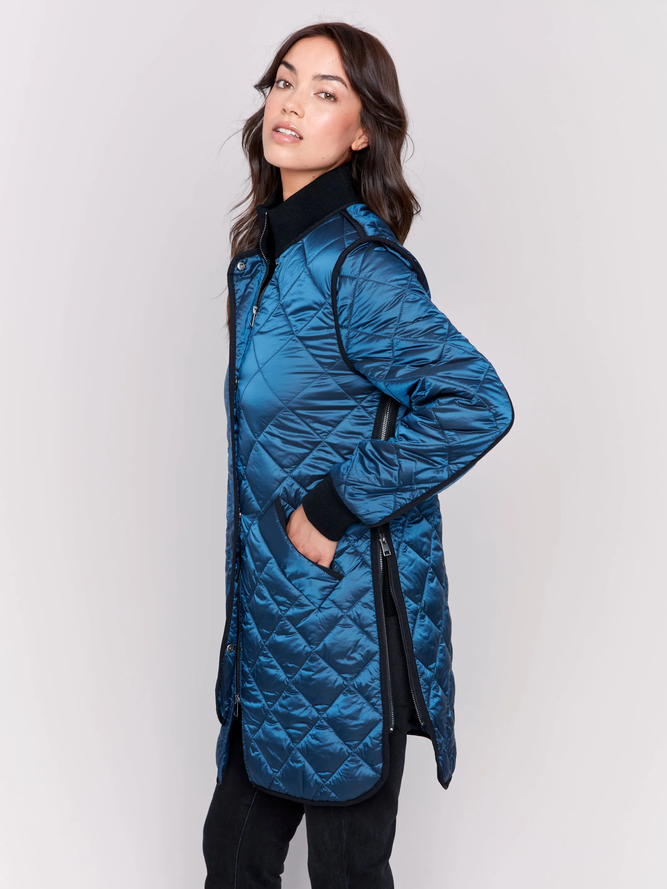 Charlie B Long Quilted Puffer