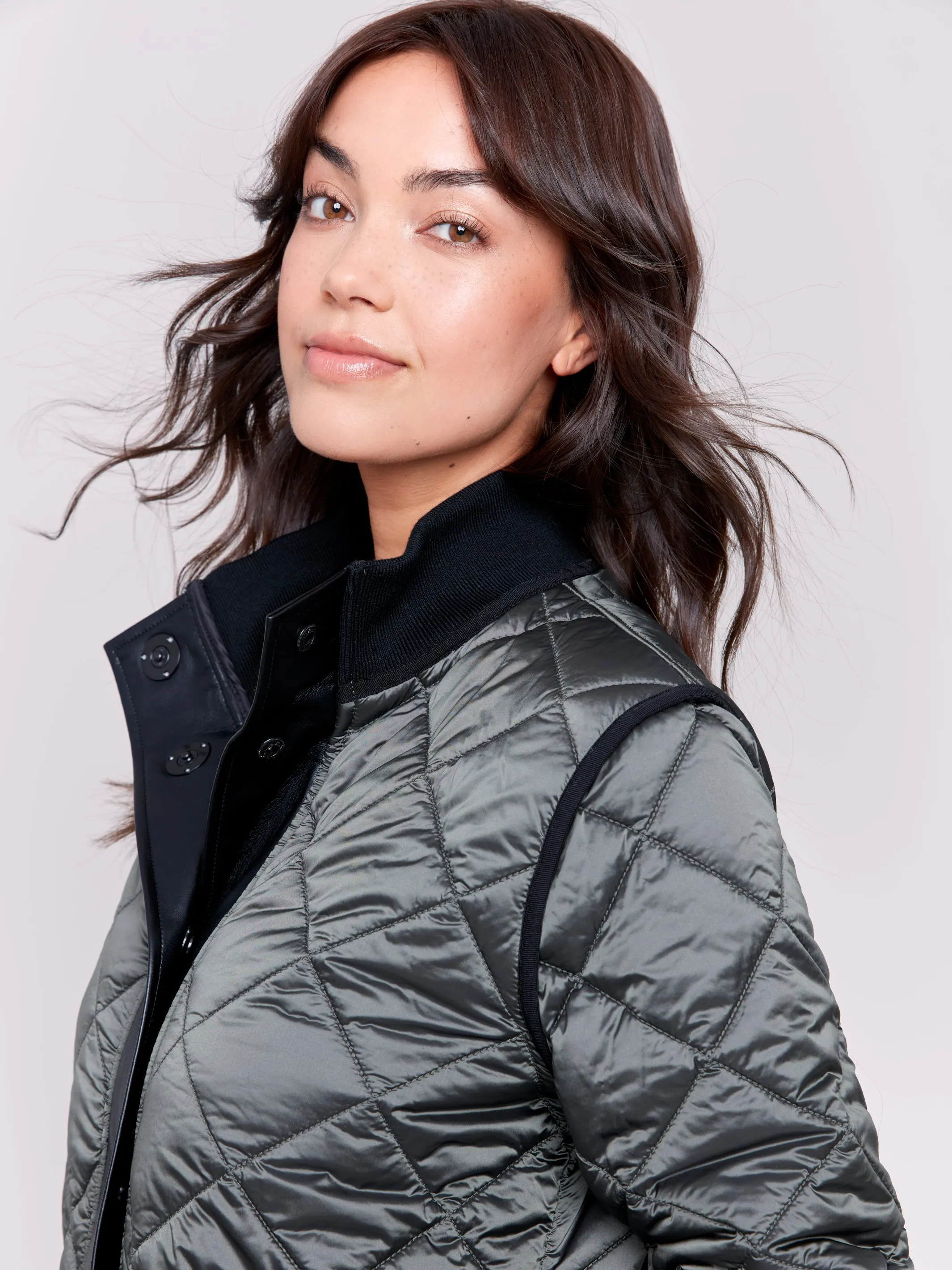 Charlie B Reversible Long Quilted Puffer