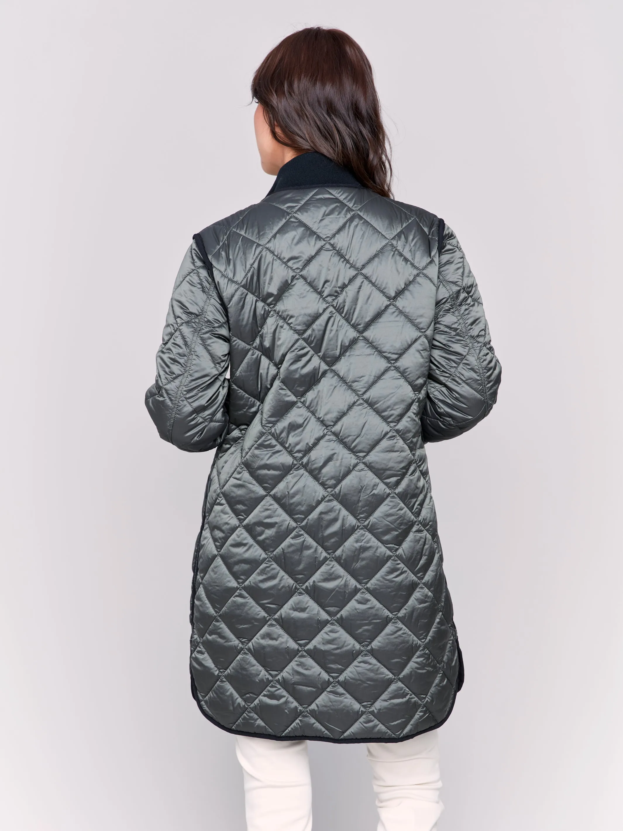 Charlie B Reversible Long Quilted Puffer