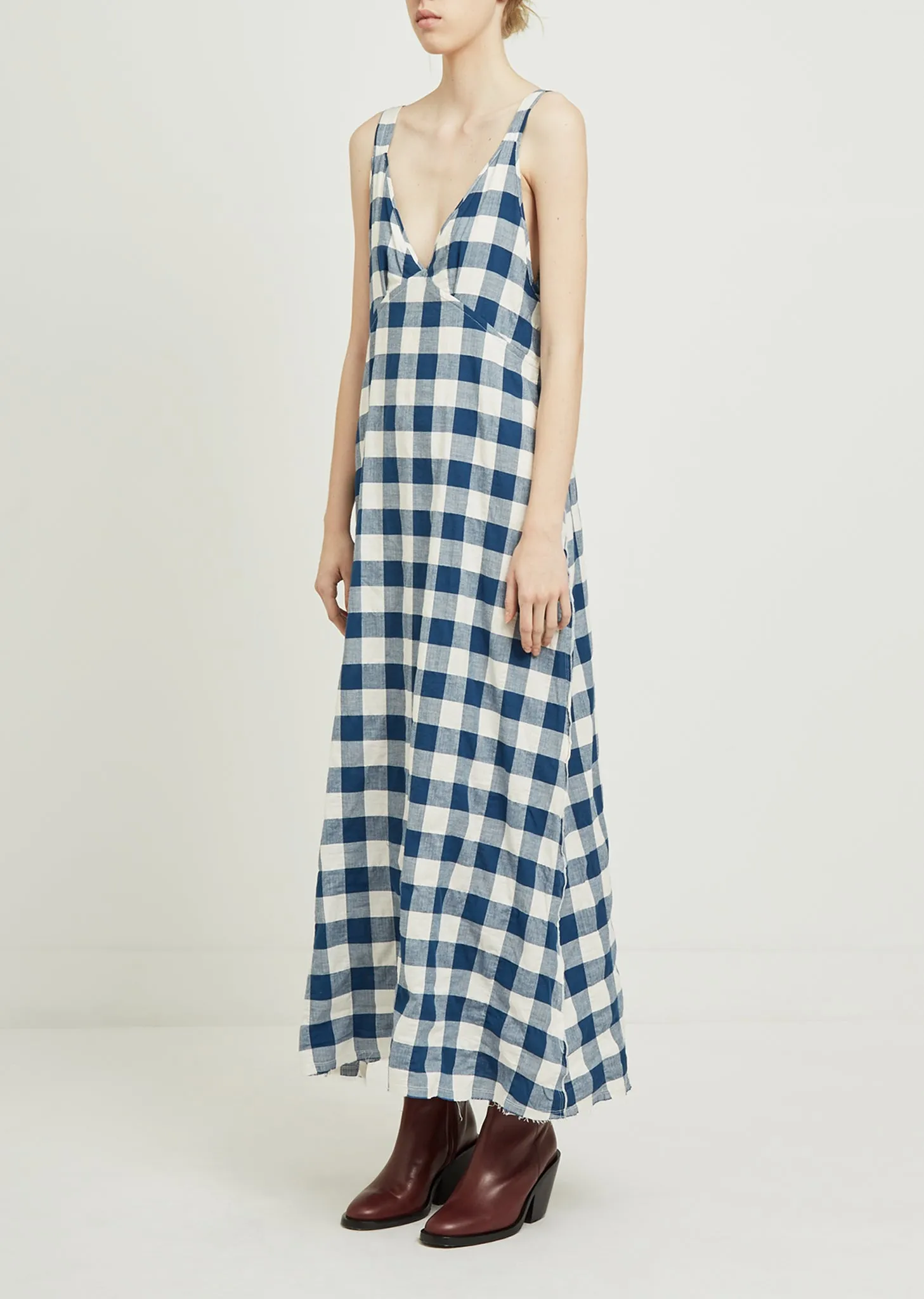 Check Long Slip Dress