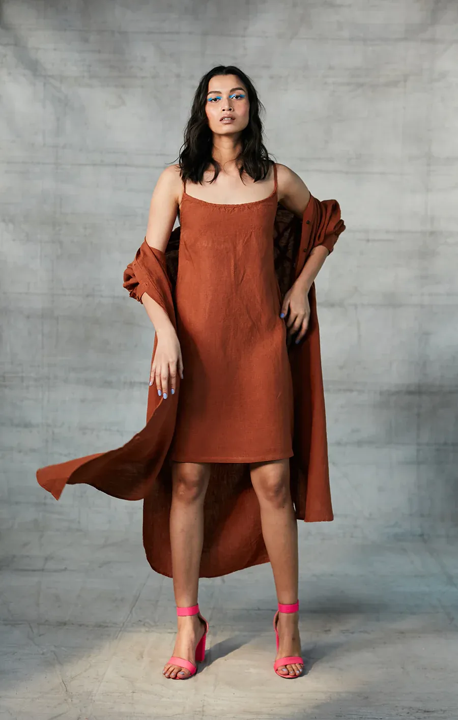 Cinnamon Linen Shirt Dress