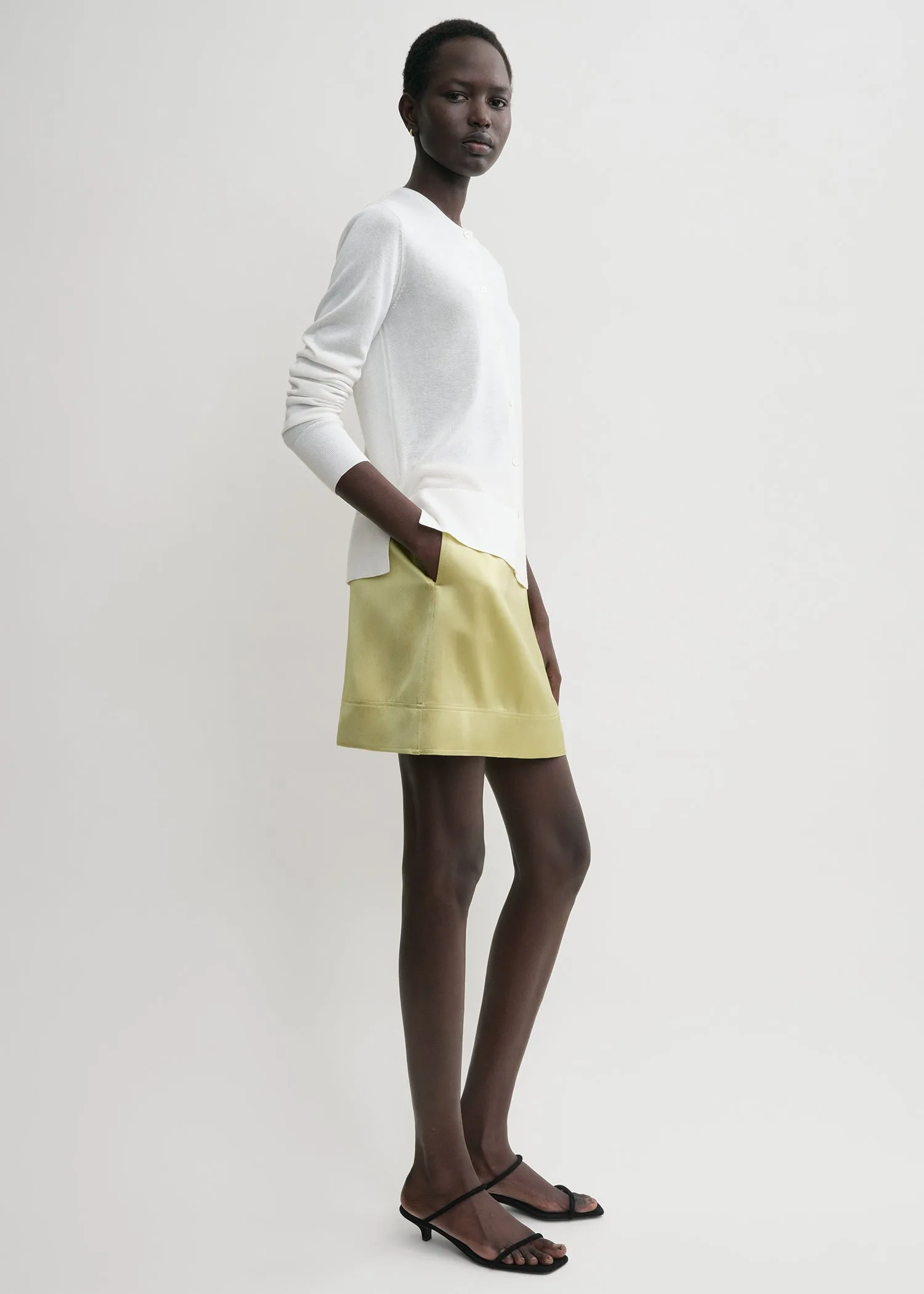 Contrast satin mini skirt melon