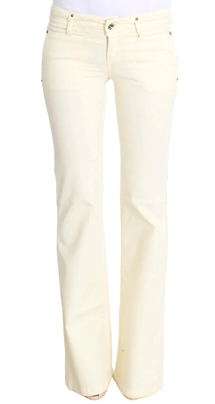 Costume National Chic Off-White Flared Designer Jeans