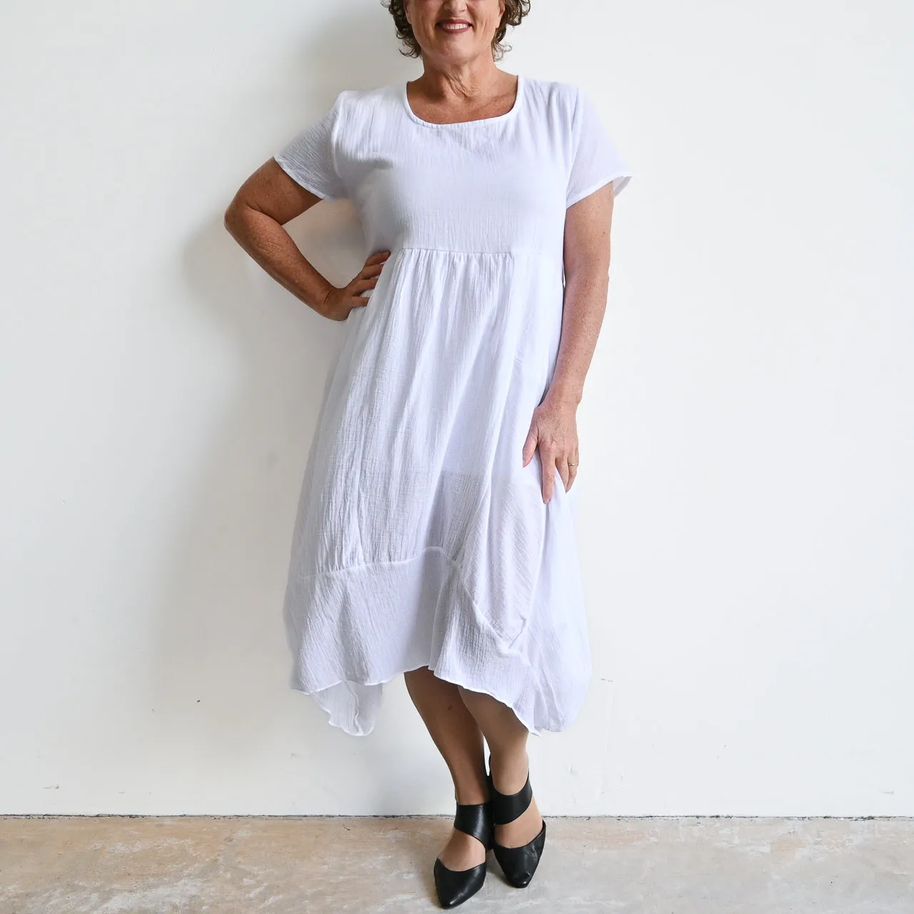 Cotton Cascade Midi Dress