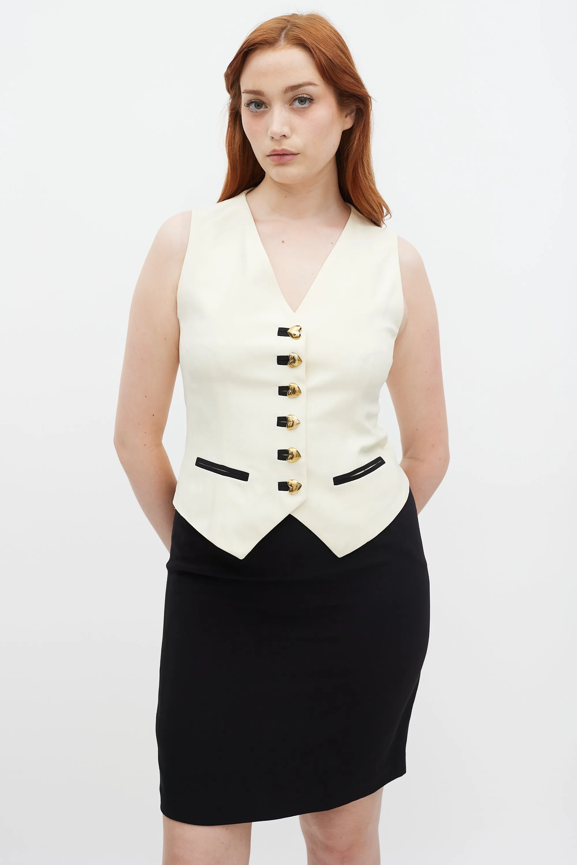 Couture Black & Cream Hearts Three Piece Skirt Suit