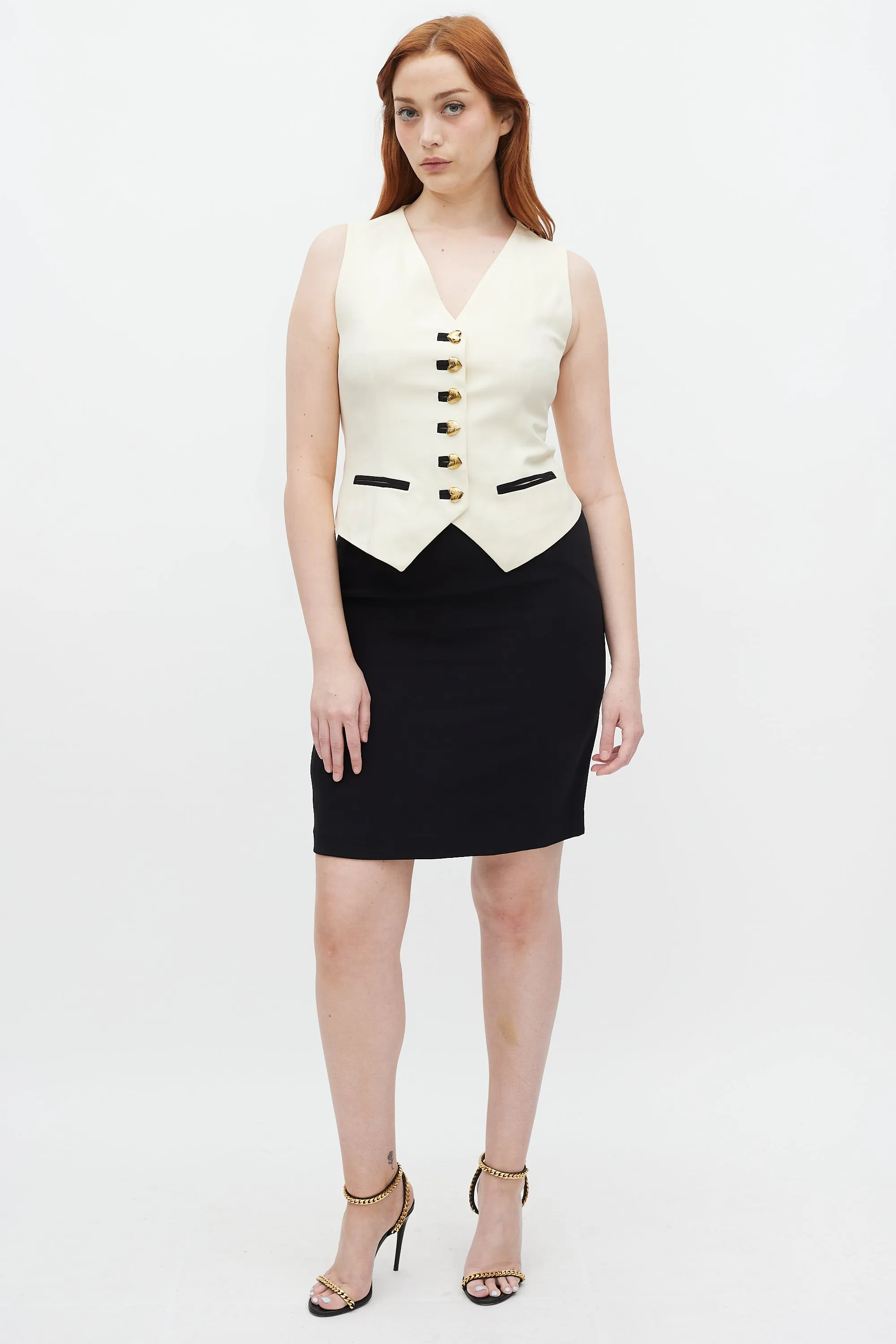 Couture Black & Cream Hearts Three Piece Skirt Suit