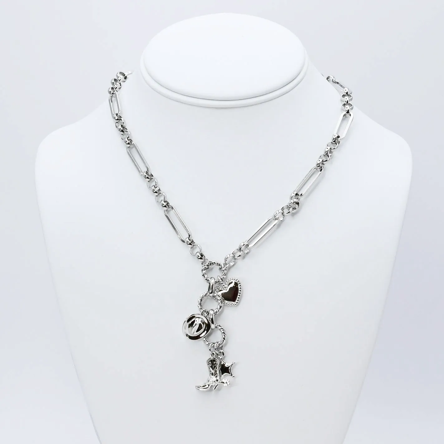 Cowgirl Charm Necklace Silver R7