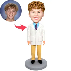 Custom Male Doctor Bobblehead In White Coat