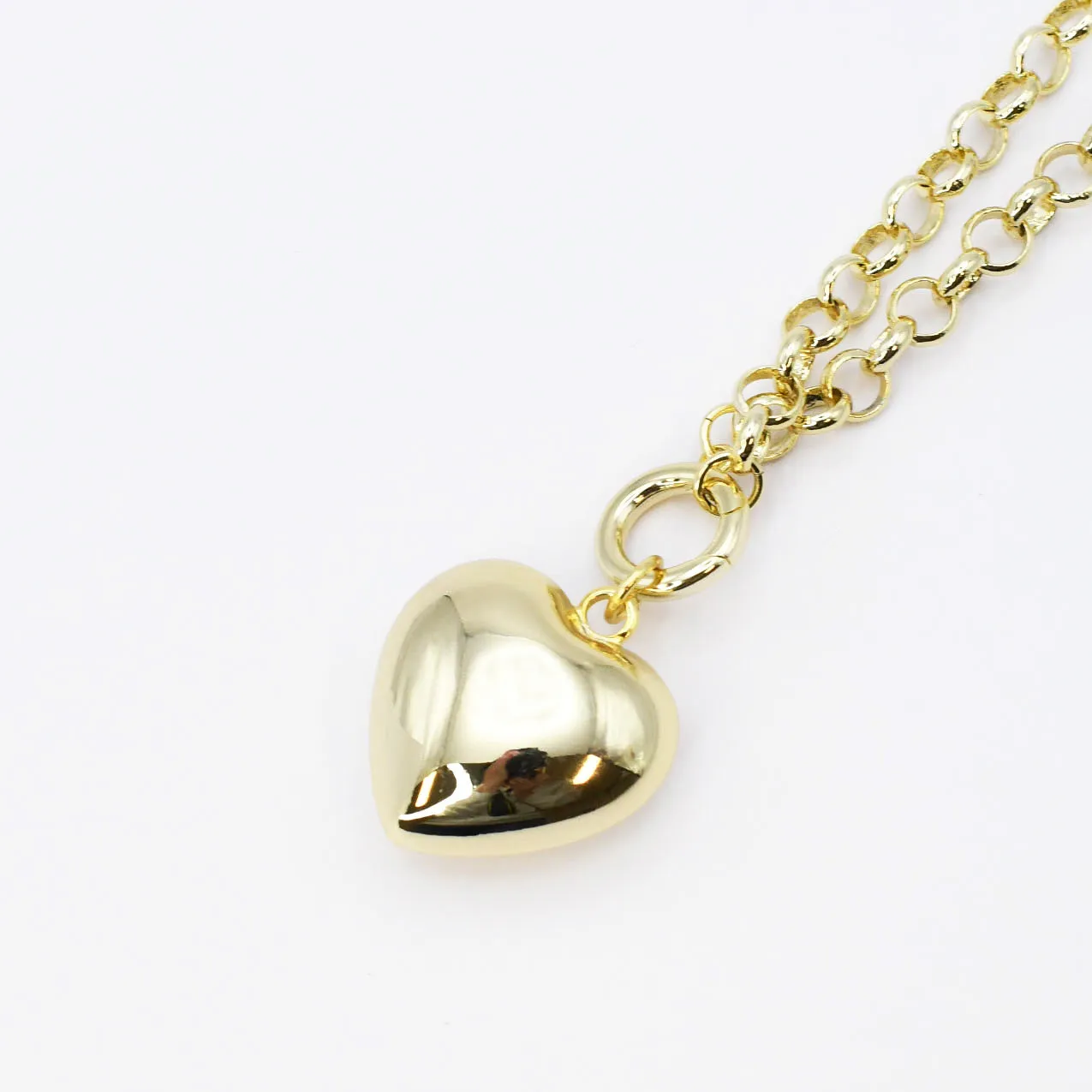 Dainty Chain Puffy Heart Necklace J19