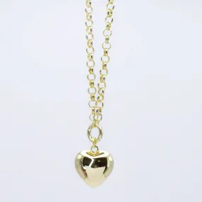 Dainty Chain Puffy Heart Necklace J19