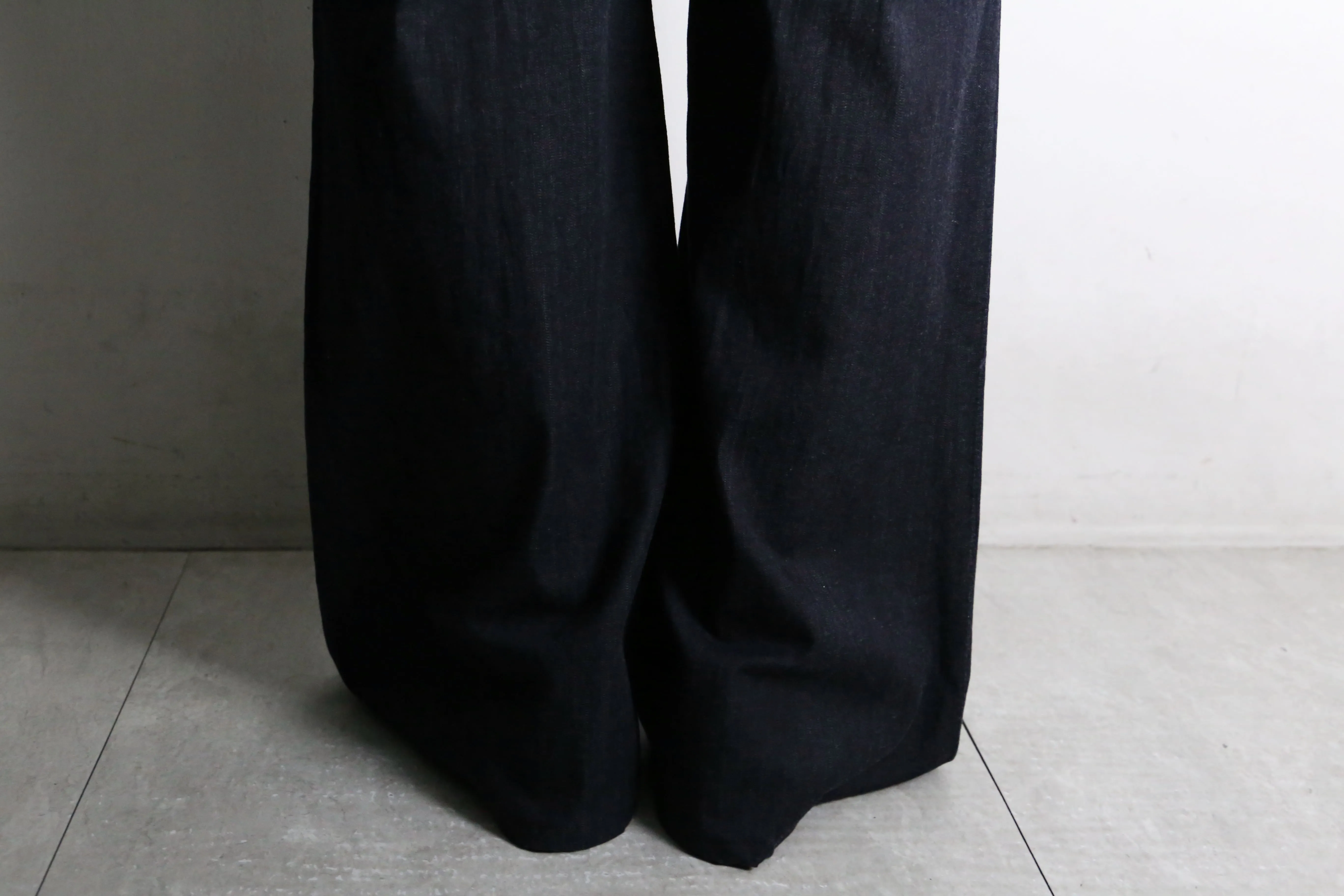 dark indigo buggy flare denim pants