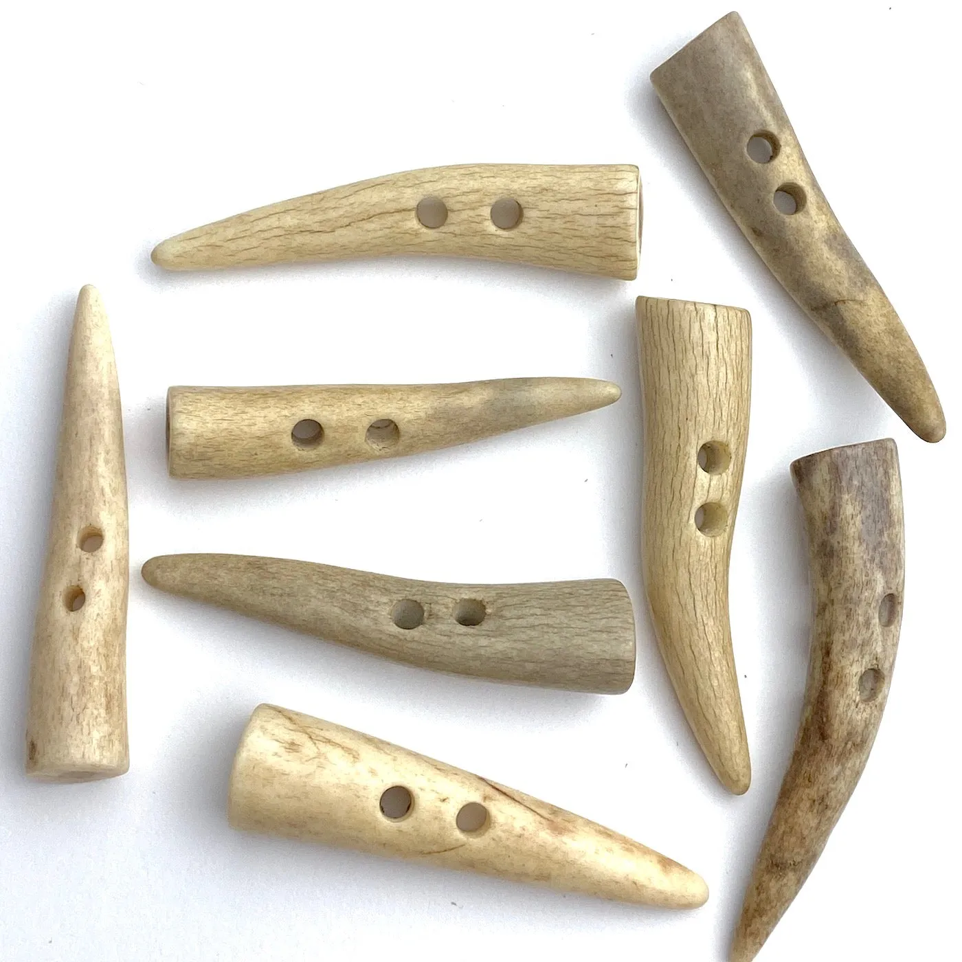 DEEPER SALE Genuine Elk/Deer Antler-Tip Toggle, 2" Natural Light Beige/Grays   # SW-200