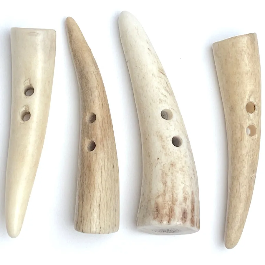 DEEPER SALE Genuine Elk/Deer Antler-Tip Toggle, 2" Natural Light Beige/Grays   # SW-200