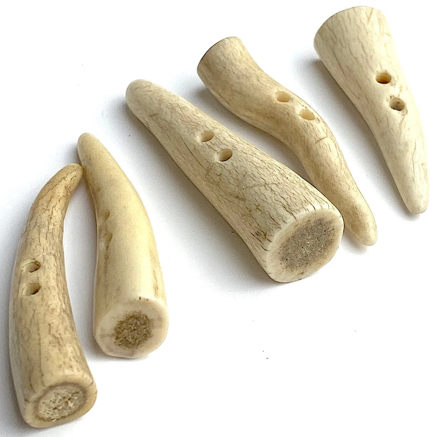 DEEPER SALE Genuine Elk/Deer Antler-Tip Toggle, 2" Natural Light Beige/Grays   # SW-200