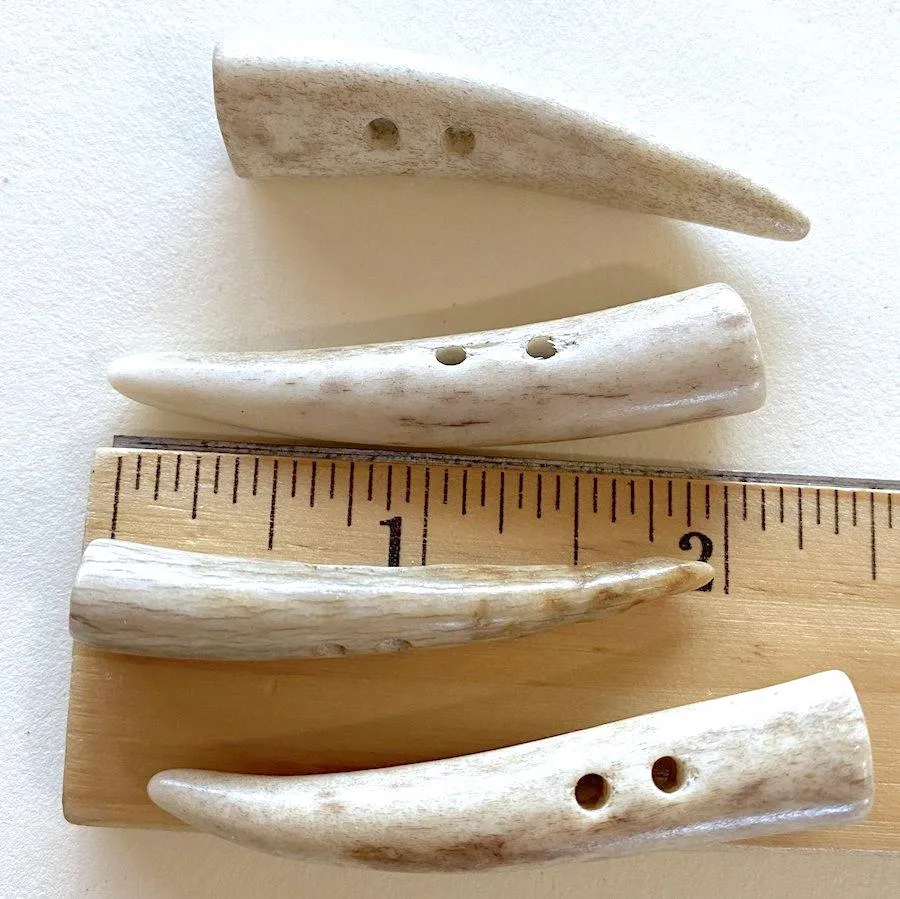 DEEPER SALE Genuine Elk/Deer Antler-Tip Toggle, 2" Natural Light Beige/Grays   # SW-200