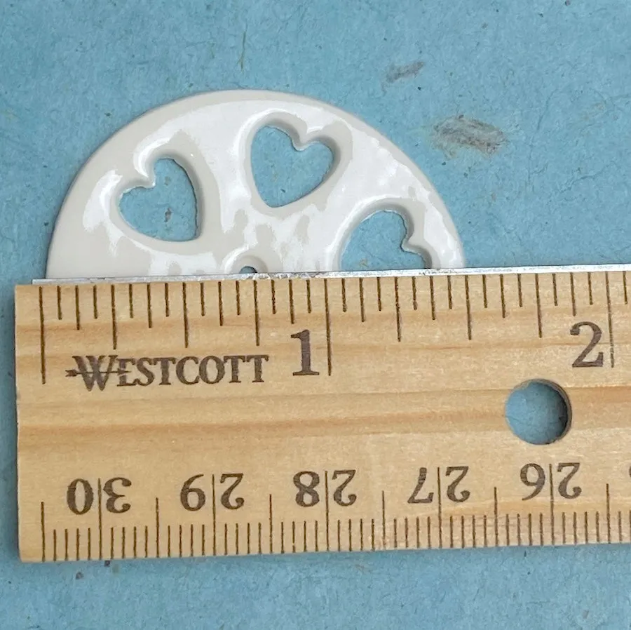 DEEPER SALE Heart Wheel Porcelain Cut-Out Large Handmade Button 1-1/2"